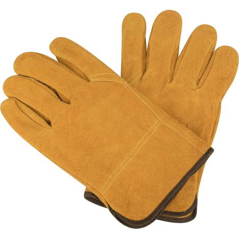 Schweißhandschuhe aus Leder, hitzebeständig, flammhemmend, für Schweißen, Gartenarbeit, Camping, Kamin, Herd, Grill (1/4)