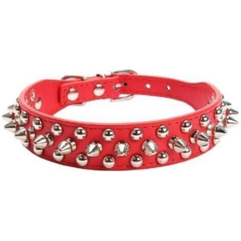 Studded Leather Dog Collar, Dog Collar with Ball Studs, Collar for Medium to Large Pitbulls, Punk Dog Leash (1/2)