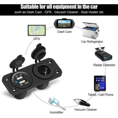 Accessoires portable pour voiture,Prise de courant allume-cigare 12V / 24V, adaptateur de prise de chargeur marin étanche pour v (1/4)