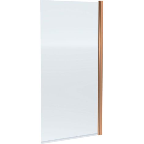Nuie Pacific Brushed Bronze Profile Square Hinged Bath Screen 1430mm H x 790mm W - 6mm Glass