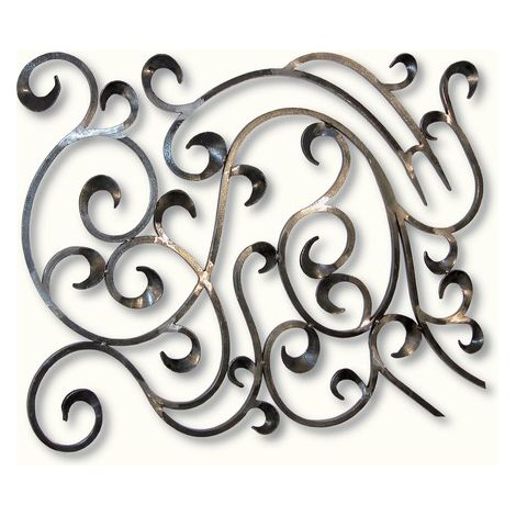 Panneau décoratif lisse avec volutes - H960mm L750mm Section en carré de 14mm - Modèle DROIT - Fer forgé à souder - DECO FER FORGE (1/5)