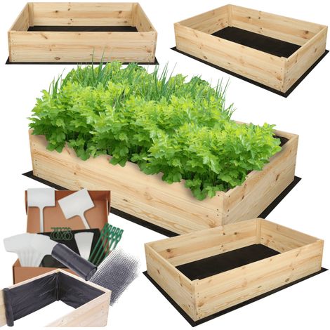 MODO24 Carré potager ZP06 surélevé en bois de pin massif pour jardin et terrasse, 27x120x90 cm, naturel