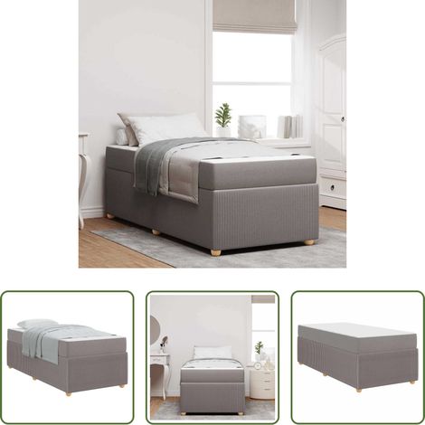 Cadre de lit - Cadre de lit avec matelas Taupe 80 x 200 cm tissu (1/5)