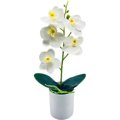 Bonsaï artificiel élégant et facile d'entretien, 5 têtes, magnifiques orchidées artificielles, articles de fêteblanc (1/5)