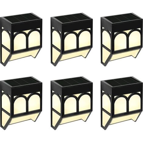 Lampe solaire de jardin extérieure - Lampes solaires décoratives étanches pour terrasse, clôture, patio, escalier, paysage, cour et allée (blanc chaud/changement de couleur - lot de 6) (1/4)