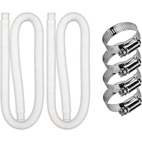 YMYNY 2pcs Swimming Pool Replacement Hose, Filter Pump Hose Accessory with 4 Metal Clips, 59 Inch Long Swimming Pool Hose for Intex 607637 Pump, Swimming Pool Accessories (1/4)