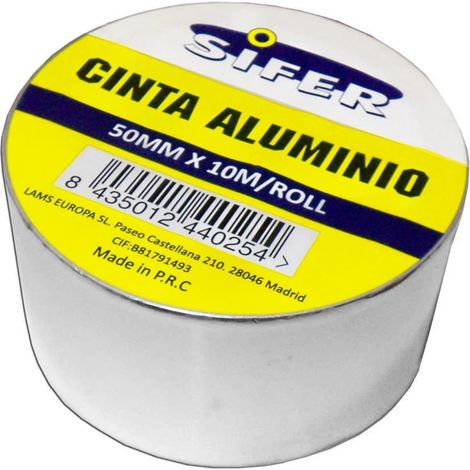 Cinta adhesiva de aluminio alta temperatura 50 mm x 10 m rollo