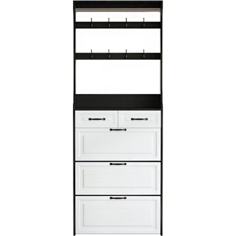 Schwarzer Schuhschrank mit Aufhänger, 3 Türen 2 Schubladen