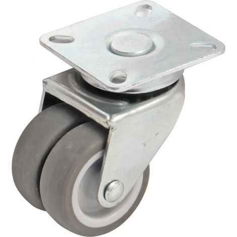 Rechteckige AVL-Lenkrolle mit Platte - Doppelrad Ø 50 - Tragfähigkeit 60 kg - 550303A