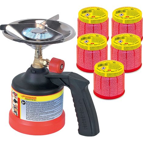 ROTHENBERGER Industrial Scout Campingkocher inkl. 5x C200 Kartusche 330 ml mit ILL System - 1500004213