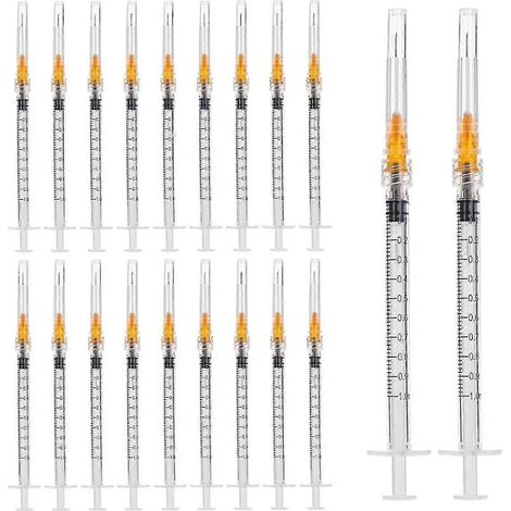 Lot de 50 seringues de 1 ml avec aiguilles - Aiguilles 25G de 25 cm (1 pouce) emballées individuellement fournitures de laboratoire - 2025