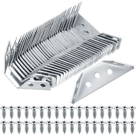 Lot de 30 connecteurs d'angle universels en acier inoxydable, équerres triangulaires pour meubles, armoires, chaises et tables. (1/5)