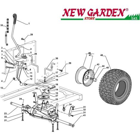 Esploso trasmissione trattorino SD98 XD150 CASTELGARDEN 2002-2013 ricambi 46 CERCHIO RUOTA