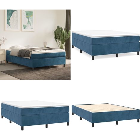 Boxspringbett mit Matratze Dunkelblau 140x200 cm Samt - Samtbett - Boxspringbett - Doppelbett - Bettauflage - Matratze - Home & Living (1/5)