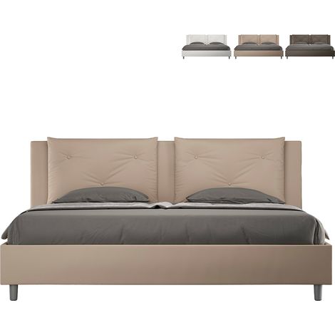 Letto con rete imbottito 180x200 similpelle tortora Appia (1/5)
