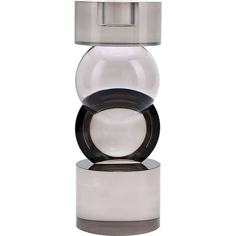 Bougeoir design en verre gris pour une ambiance élégante - gris fumé transparent (1/4)