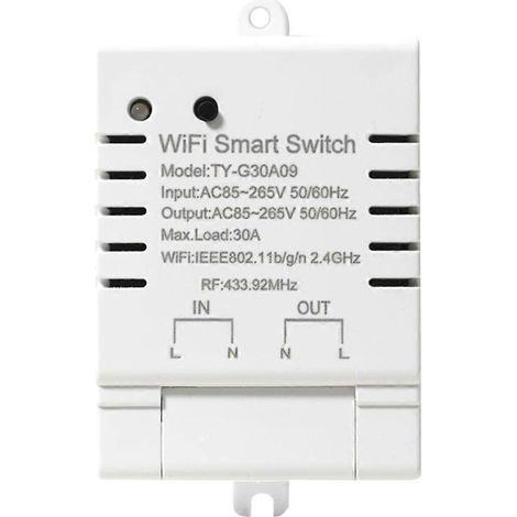 Interrupteur intelligent WiFi Tuya, minuterie DIY, contrôleur sans fil WiFi 85-265 V CA, moniteur de consommation 30 A (kWh) compatible Alexa et Google Home. (1/5)