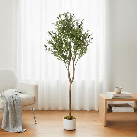 Olivier Artificiel 130cm Tige écologique Polyester intérieur (1/5)
