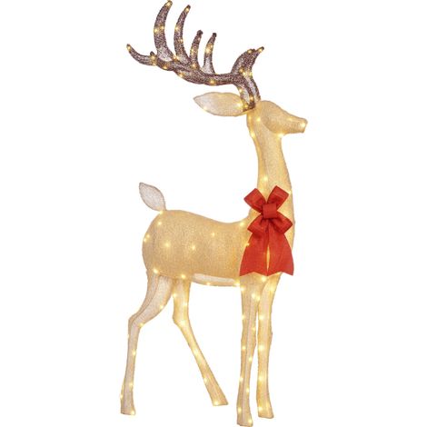 Outsunny reno luminoso de Navidad, decoración de Navidad con 137 LED blanco cálido, illuminación navideña para interior, exterior y jardín, dorado (1/5)