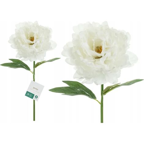 Peonia artificiale bianca, decorazione per centrotavola di matrimonio o comunione, 35 cm. (1/5)