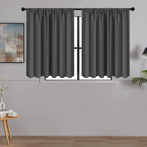 2 Pièces Rideau Occultant Thermique, Tissu Imperméable 90x120cm, Anti Chaleur Fenêtre, Pour Cuisine Salon Chambre, Gris (1/5)