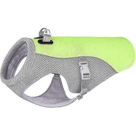 Chaleco refrescante para perros de verano, arnés refrescante resistente al calor, ropa transpirable y a prueba de sol para perros pequeños y grandes, para paseos al aire libre, color verde. (1/5)