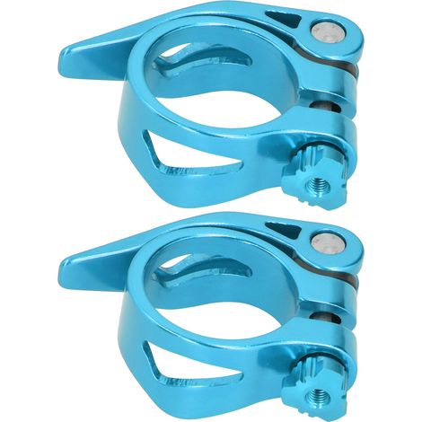 Lot de 2 colliers de serrage rapide pour tige de selle de vélo de route/VTT, 34,9 mm, bleu (1/5)