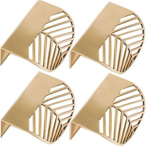 4pcs Leaf Shape Cabinet Pulls Gold Brass Kitchen Furniture Handles Copper Door Drawer Pulls (1/5)