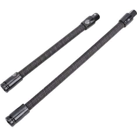 Lot de 2 rallonges flexibles pour douilles, 250 mm et 350 mm, entraînement 1/2 pouce, en acier allié S2, pour espaces restreints. (1/5)