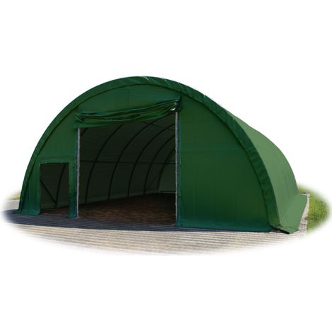 Sehr stabile Rundbogenhalle 9,15m x 26m x 4,5m - PRIMEtex 2300 PVC Plane, dunkelgrün (1/4)