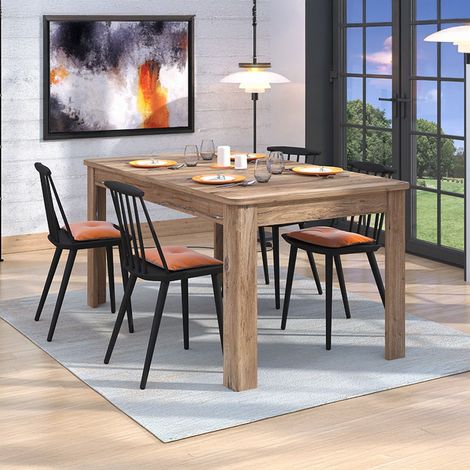 Mesa Extensible Colosimi, 8 Plazas, Extensible, Efecto Envejecido, 160x91x77h cm Marrón Nogal (1/5)