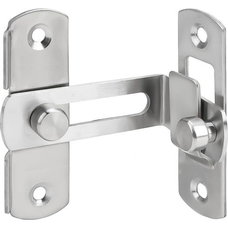 90 degrés Verrou de porte coulissante à angle, loquet porte coulissante à rabat, Verrou de sécurité, verrou porte coulissante serrure volet loquet porte pour jardin salle de bain garage argent (1/5)