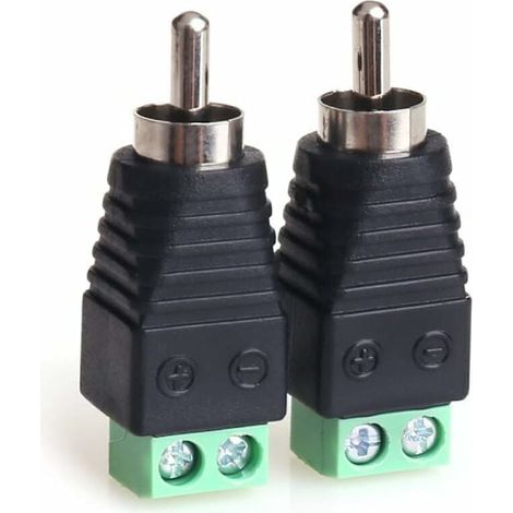 Adaptateur 2 connecteurs RCA mâles vers connecteurs audio/vidéo à vis AV, connecteurs sans soudure (1/5)