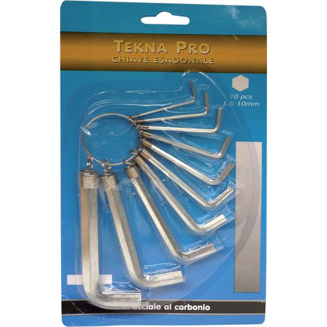 Tekna Pro serie 10 chiavi chiavini esgonali brugola con anello da 1,5 a 10 mm (1/2)