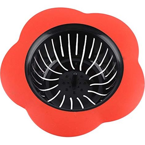Scarico a pavimento in plastica – fiore di prugno – TPR – filtro per lavello – tappo – rosso