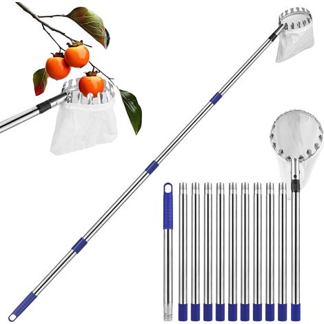 4,2M Cueille Fruit Telescopique, Fruit Outil Cueillette avec Rangement, Cueille Fruit Telescopique pour la RéColte des Pommes, Cerises, Poires, PêChes (1/5)