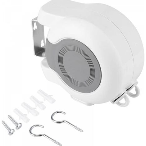 Corde a Linge Retractable Etendoir Linge Extensible Exterieur, Etendoir Linge Séchoir à Linge Rétractable à Fixation Murale Double pour Intérieur et Extérieur 26 m (2 x 13 m) (1/5)