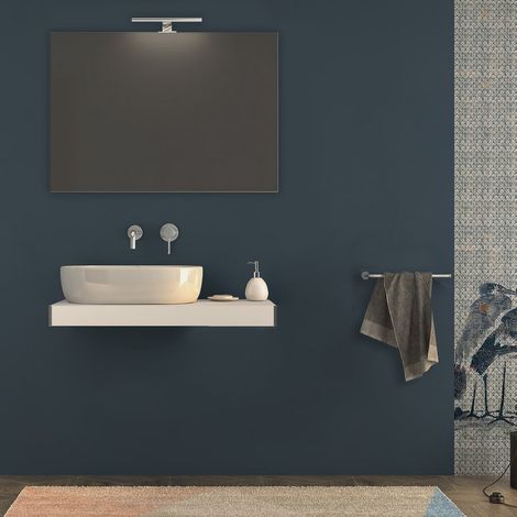 Mensolone per bagno bianco opaco 90 cm con pensile da 100 cm (1/5)