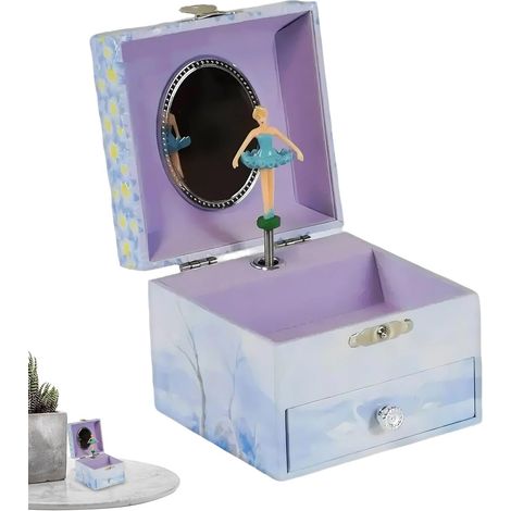 Coffret à bijoux pour petites enfants , avec tiroir amovible , boîte musique décorée , l'anniversair