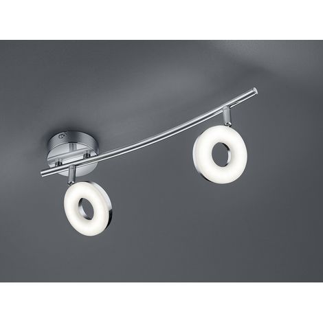 LED Deckenstrahler RENNES 2-flammig Metall Silber Chrom, Breite 40cm
