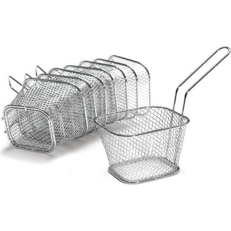 8PCS Mini Mesh Paniers Frites Frais à Friteuse Outil de Cuisson 10,5x8,5x6,5cm (1/4)