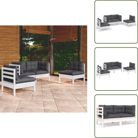 4-tlg. Garten-Lounge-Set mit Kissen Kiefer Massivholz - Garten Lounge Set - Kiefernholzmöbel - Outdoor Möbel - Gartenzubehör - Loungemöbel
