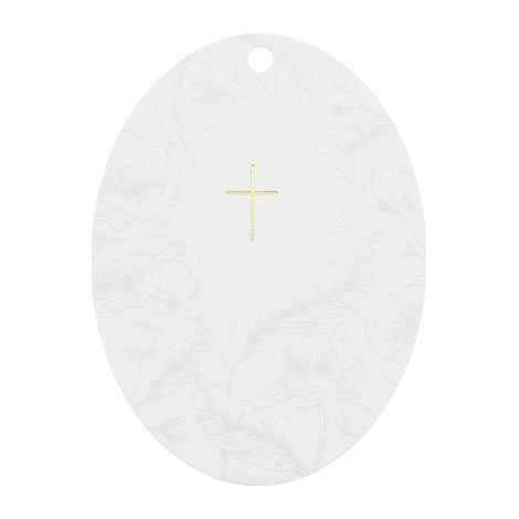 Invitaciones de comunión con cruz, ramas y flores, blancas (1 paquete / 10 unidades). (1/2)