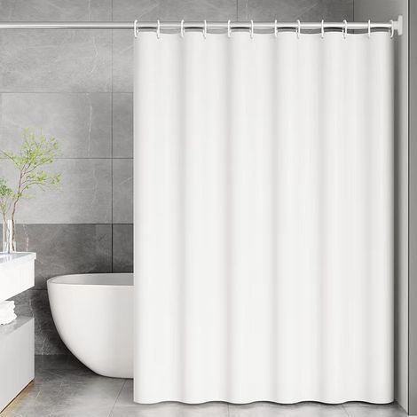 Anti-mold shower curtain, 180 x 200cm, white, with 12 hooks, no drilling required, machine-washable waterproof PEVA fabric (1/5)