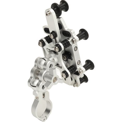 Support de téléphone pour moto, rotation à 540°, 2 vitesses réglables, stable et résistant (argenté). (1/5)