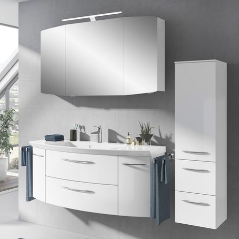 Badmöbel Set mit Hochschrank CERVIA-66 in Hochglanz weiß, B/H/T: 168/200/50,5 cm (1/5)