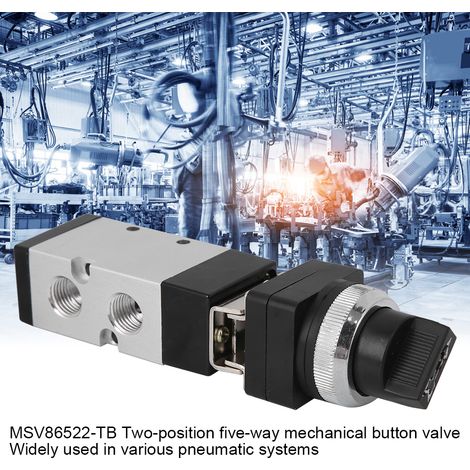 Commutateur pneumatique mécanique 5/2 à bouton-poussoir, vanne 2 positions pour système pneumatique MSV86522-TB (1/5)
