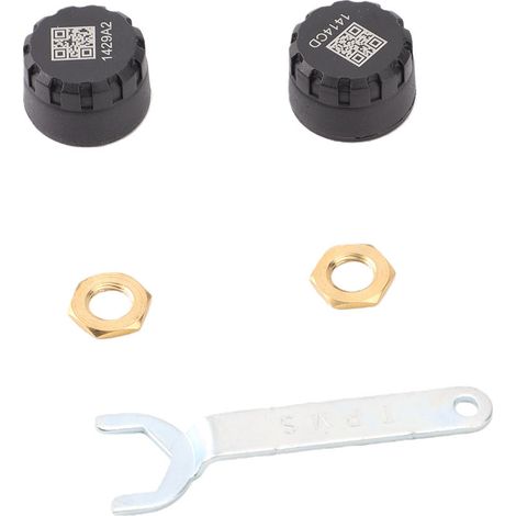 Capteur TPMS avec une plage de 0 à 8 bars, étanche IP67, surveillance en temps réel de la pression des pneus via une application pour véhicules routiers, VTT et UTV (2 unités). (1/5)