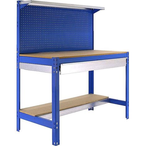 simonrack Modèle de Banc de Travail bleu et bois robuste