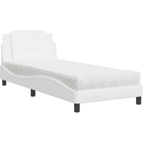 Maison Exclusive - Cadre de lit sans matelas Zadar blanc 90x190 cm similicuir (1/5)